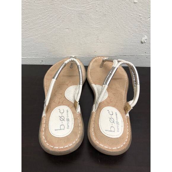 BOC Born Concept Thong Flat Sandal slip on white strap man made upper Women 7/38 - Picture 9 of 12